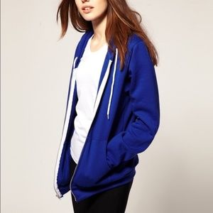 American Apparel Blue Zip Hoodie